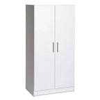 White 2-Door Wardrobe Cabinet with Hanging Rail and Storage Shelf - 20 x 32 x 65 inches