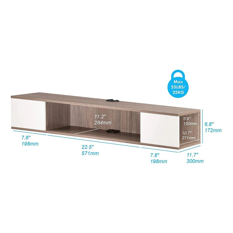 FITUEYES Floating TV Stand Wall Mounted Entertainment Center Media Console Wood Wall TV Shelf, Gray &Creamy White