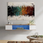 FITUEYES Floating TV Stand Wall Mounted Entertainment Center Media Console Wood Wall TV Shelf, Gray &Creamy White