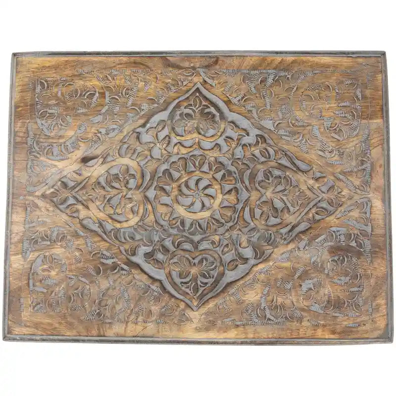 Set of 3 Matte Gray Etched Stackable Nesting Side Tables 24