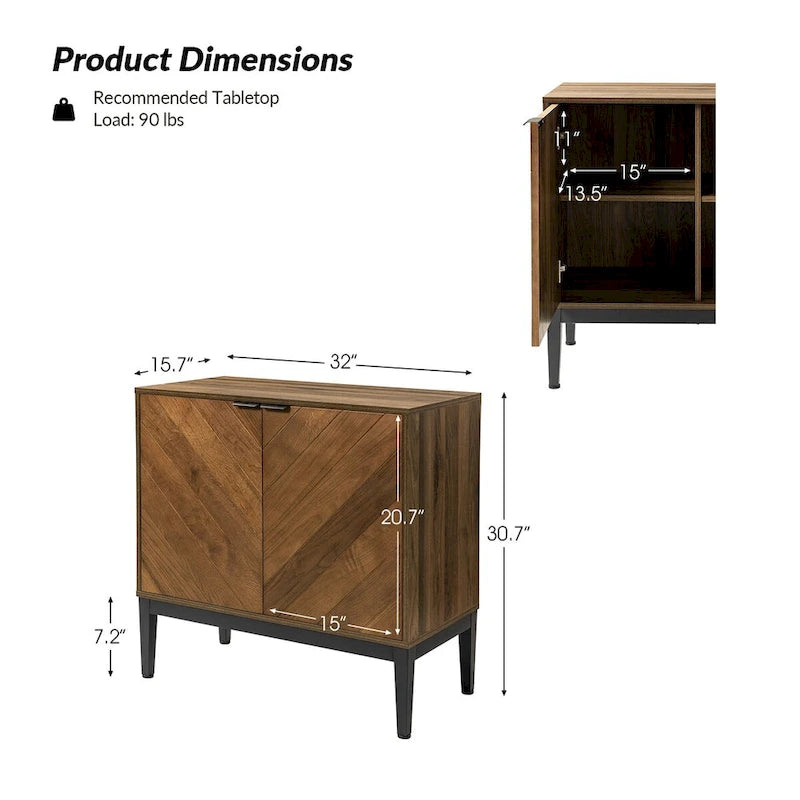 Jakob Modern 2 Doors Storage Cabinet Set with Adjustable Shelf By HOLALA HOME