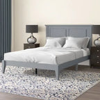 Solid Oak Platform Bed with Tapered Legs and Headboard