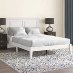 Solid Oak Platform Bed with Tapered Legs and Headboard
