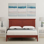 Solid Oak Platform Bed with Tapered Legs and Headboard