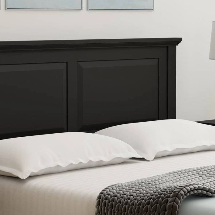 Solid Oak Platform Bed with Tapered Legs and Headboard