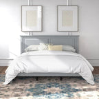 Solid Oak Platform Bed with Tapered Legs and Headboard