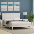Solid Oak Platform Bed with Tapered Legs and Headboard