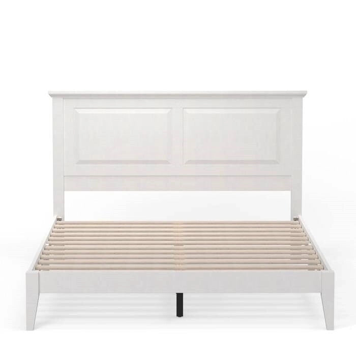 Solid Oak Platform Bed with Tapered Legs and Headboard