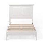Solid Oak Platform Bed with Tapered Legs and Headboard