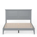 Solid Oak Platform Bed with Tapered Legs and Headboard