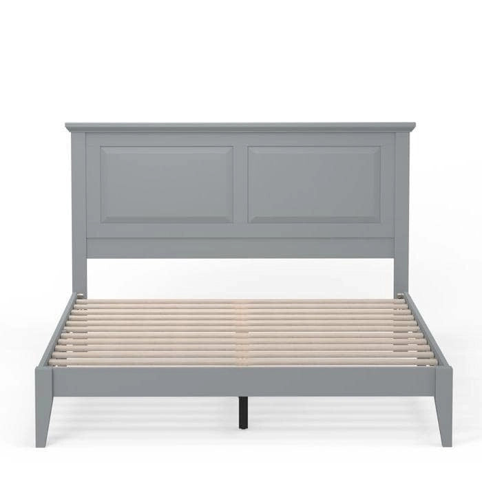 Solid Oak Platform Bed with Tapered Legs and Headboard