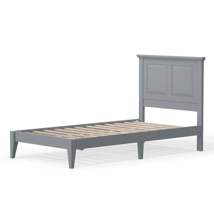 Solid Oak Platform Bed with Tapered Legs and Headboard