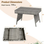 Costway Patio Folding Rattan Wicker Side Table End Coffee Table - 24  x 16  x 16  (L x W x H)