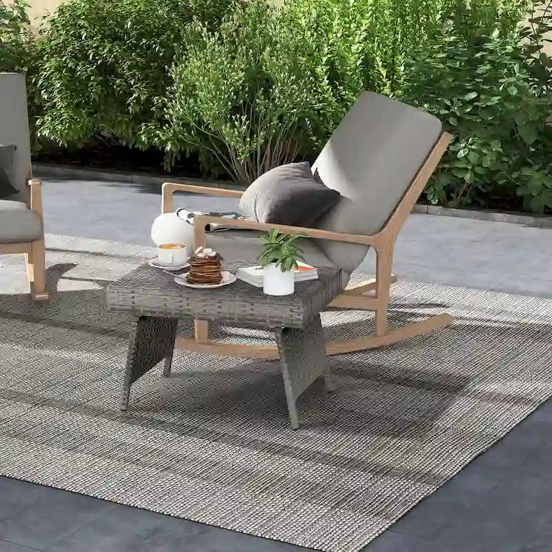 Costway Patio Folding Rattan Wicker Side Table End Coffee Table - 24  x 16  x 16  (L x W x H)