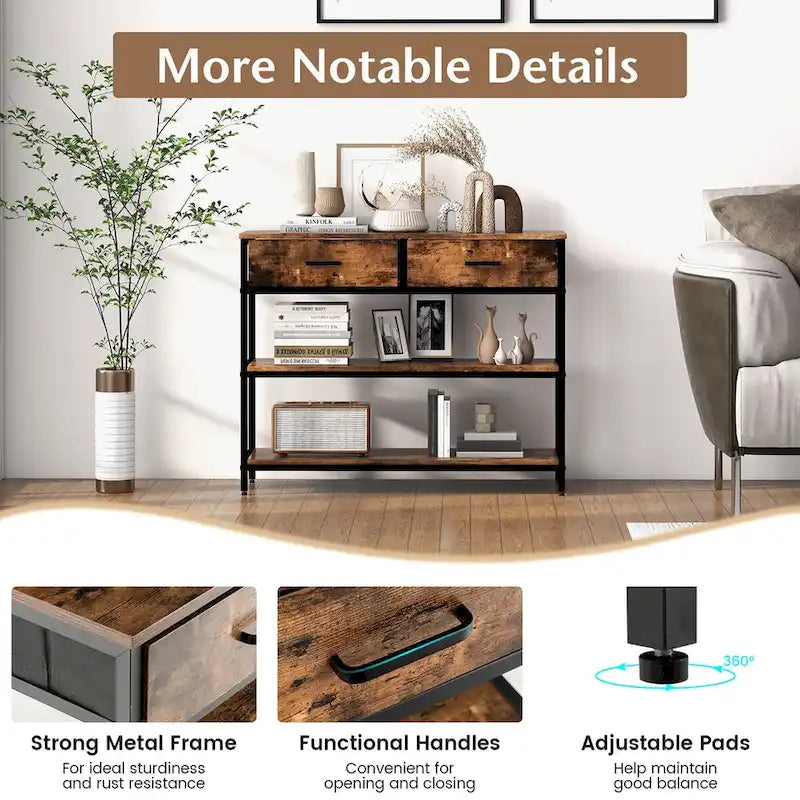 Costway Console Entryway Table Sofa Side Table with Folding Fabric