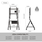 FITUEYES Mobile TV Cart for Office Classroom Rolling TV Stand with Wheels for 45-88 Inch TV