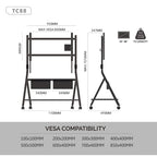 FITUEYES Mobile TV Cart for Office Classroom Rolling TV Stand with Wheels for 45-88 Inch TV