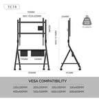 FITUEYES Mobile TV Cart for Office Classroom Rolling TV Stand with Wheels for 45-88 Inch TV