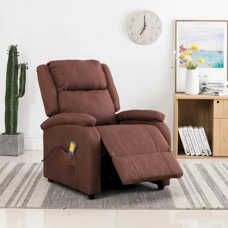 vidaXL Massage Chair Brown Fabric - 71 x 92 x 96 cm