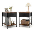 Costway 2 PCS 2-tier Nightstand Bedside End Sofa Table with Drawer - 16  x 16  x 21  (L x W x H)