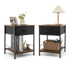 Costway 2 PCS 2-tier Nightstand Bedside End Sofa Table with Drawer - 16  x 16  x 21  (L x W x H)