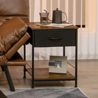 Costway 2 PCS 2-tier Nightstand Bedside End Sofa Table with Drawer - 16  x 16  x 21  (L x W x H)