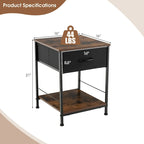 Costway 2 PCS 2-tier Nightstand Bedside End Sofa Table with Drawer - 16  x 16  x 21  (L x W x H)
