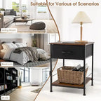 Costway 2 PCS 2-tier Nightstand Bedside End Sofa Table with Drawer - 16  x 16  x 21  (L x W x H)