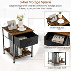 Costway 2 PCS 2-tier Nightstand Bedside End Sofa Table with Drawer - 16  x 16  x 21  (L x W x H)
