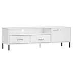 vidaXL TV Stand TV Console TV Console with Metal Legs Solid Wood Pine OSLO - 62.2 x 15.7 x 18.3