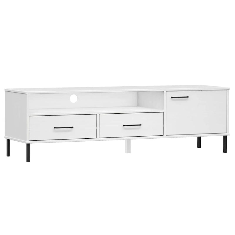vidaXL TV Stand TV Console TV Console with Metal Legs Solid Wood Pine OSLO - 62.2 x 15.7 x 18.3