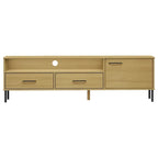 vidaXL TV Stand TV Console TV Console with Metal Legs Solid Wood Pine OSLO - 62.2 x 15.7 x 18.3