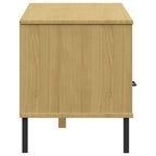 vidaXL TV Stand TV Console TV Console with Metal Legs Solid Wood Pine OSLO - 62.2 x 15.7 x 18.3