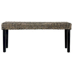vidaXL Bench 43.3 Black Natural Kubu Rattan and Solid Mango Wood