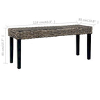 vidaXL Bench 43.3 Black Natural Kubu Rattan and Solid Mango Wood