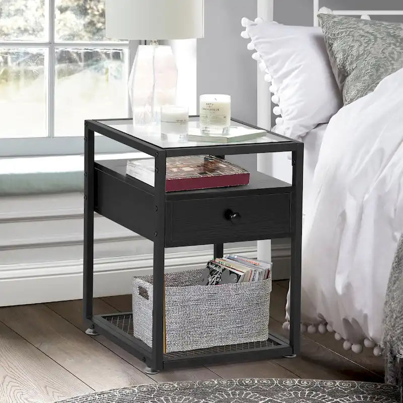 Taomika 3 Pieces Modern Coffee Table Set with Storage Shelves,Brown/Black Sets