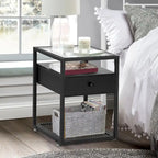 Taomika 3 Pieces Modern Coffee Table Set with Storage Shelves,Brown/Black Sets