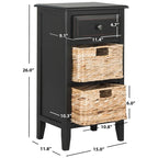 SAFAVIEH Helma Distressed Black Drawer Storage Side Table - 15  x 11.8  x 27.6  - 15Wx12Dx26H