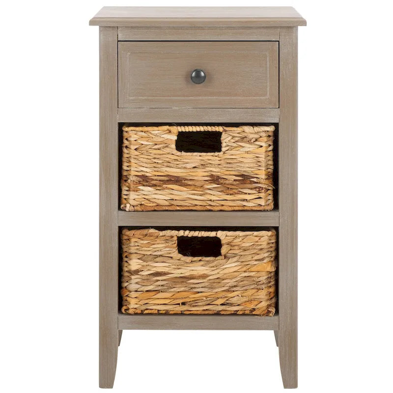 SAFAVIEH Helma Distressed Black Drawer Storage Side Table - 15  x 11.8  x 27.6  - 15Wx12Dx26H