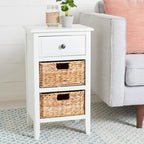 SAFAVIEH Helma Distressed Black Drawer Storage Side Table - 15  x 11.8  x 27.6  - 15Wx12Dx26H