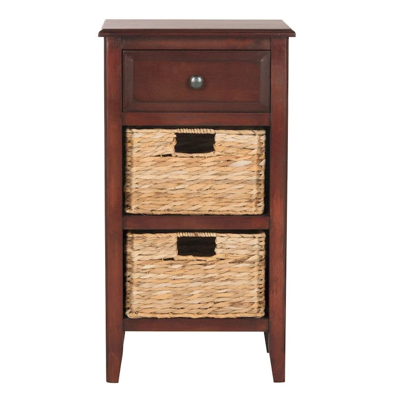 SAFAVIEH Helma Distressed Black Drawer Storage Side Table - 15  x 11.8  x 27.6  - 15Wx12Dx26H