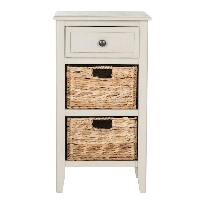 SAFAVIEH Helma Distressed Black Drawer Storage Side Table - 15  x 11.8  x 27.6  - 15Wx12Dx26H