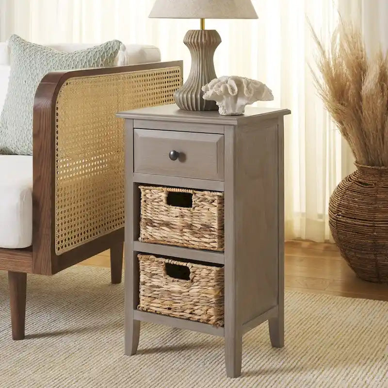 SAFAVIEH Helma Distressed Black Drawer Storage Side Table - 15  x 11.8  x 27.6  - 15Wx12Dx26H