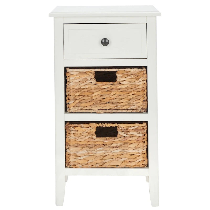 SAFAVIEH Helma Distressed Black Drawer Storage Side Table - 15  x 11.8  x 27.6  - 15Wx12Dx26H