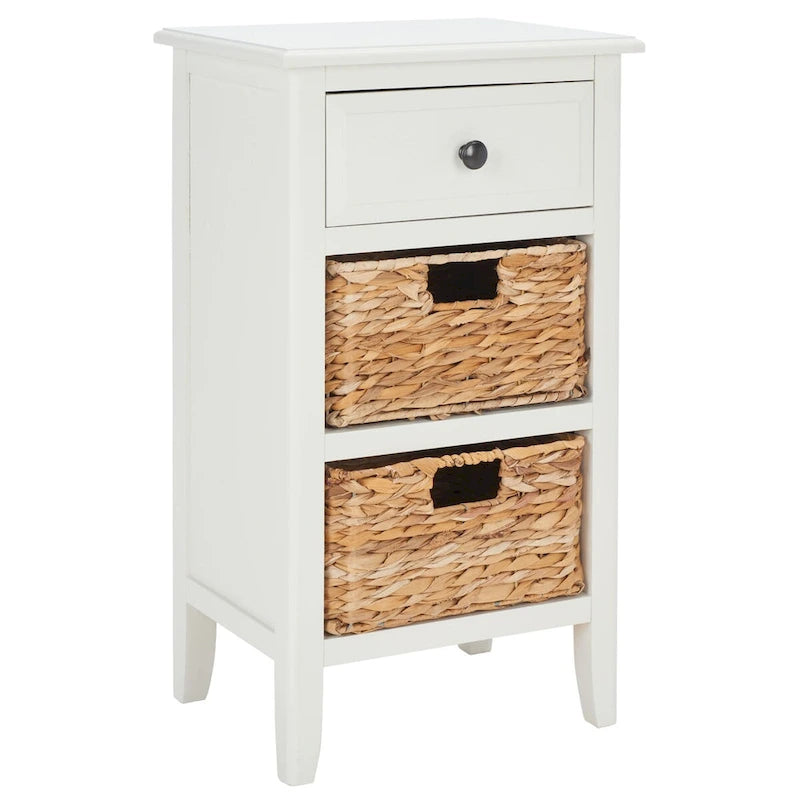 SAFAVIEH Helma Distressed Black Drawer Storage Side Table - 15  x 11.8  x 27.6  - 15Wx12Dx26H