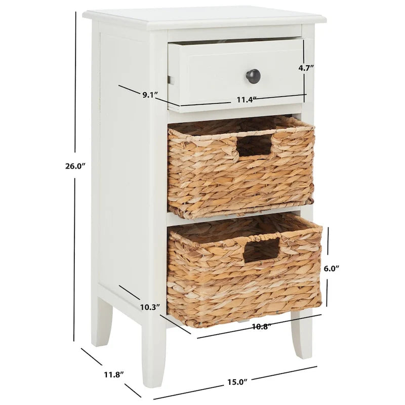 SAFAVIEH Helma Distressed Black Drawer Storage Side Table - 15  x 11.8  x 27.6  - 15Wx12Dx26H
