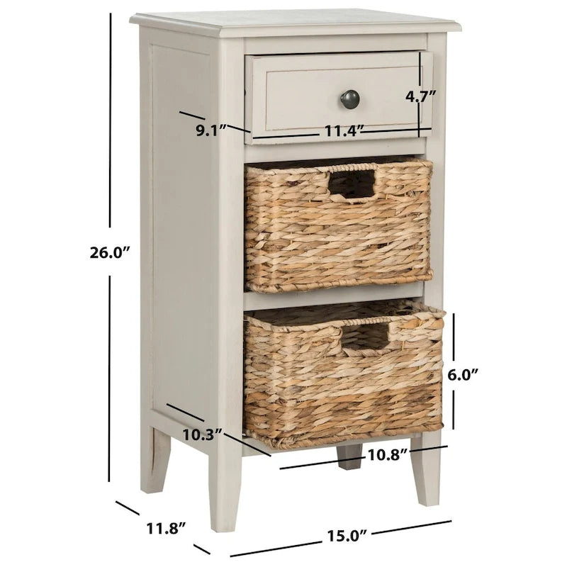 SAFAVIEH Helma Distressed Black Drawer Storage Side Table - 15  x 11.8  x 27.6  - 15Wx12Dx26H