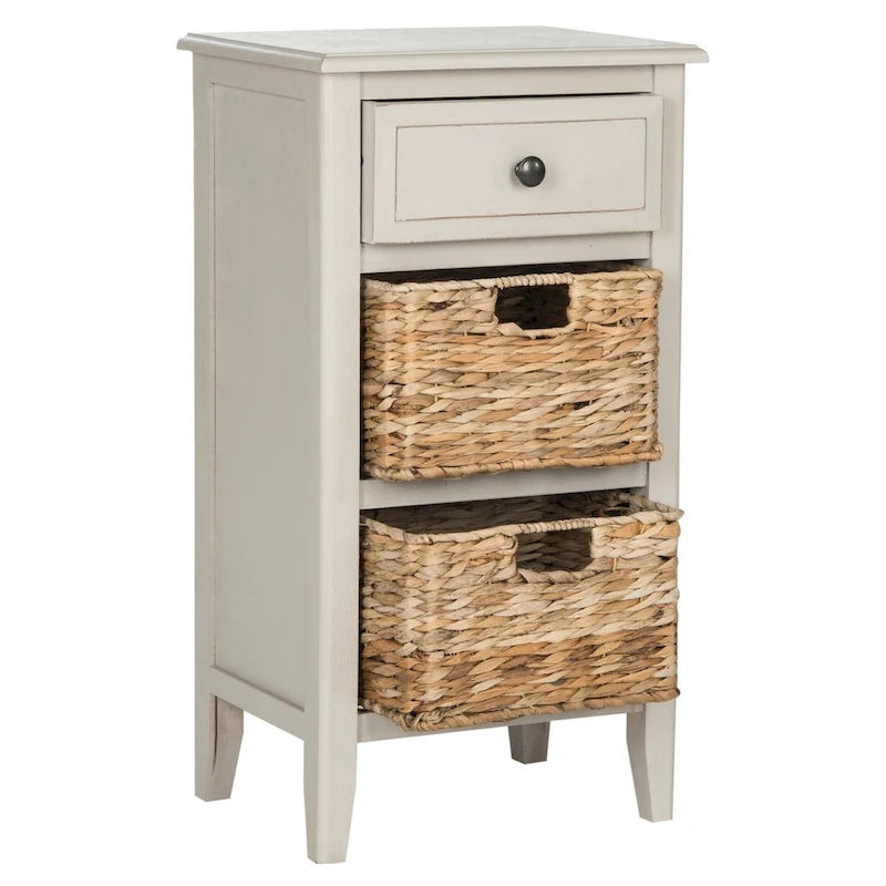 SAFAVIEH Helma Distressed Black Drawer Storage Side Table - 15  x 11.8  x 27.6  - 15Wx12Dx26H