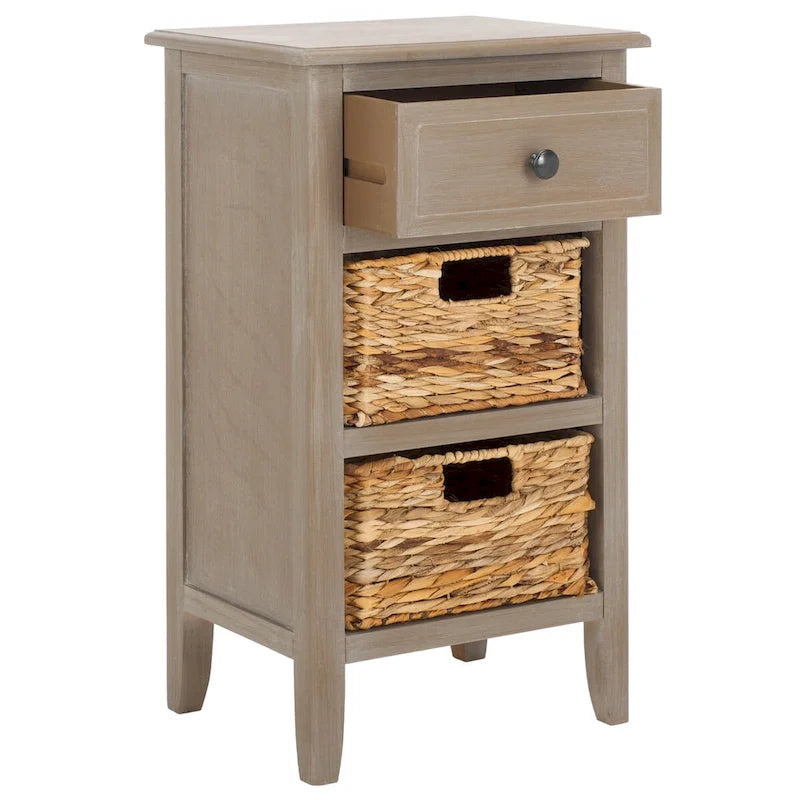 SAFAVIEH Helma Distressed Black Drawer Storage Side Table - 15  x 11.8  x 27.6  - 15Wx12Dx26H