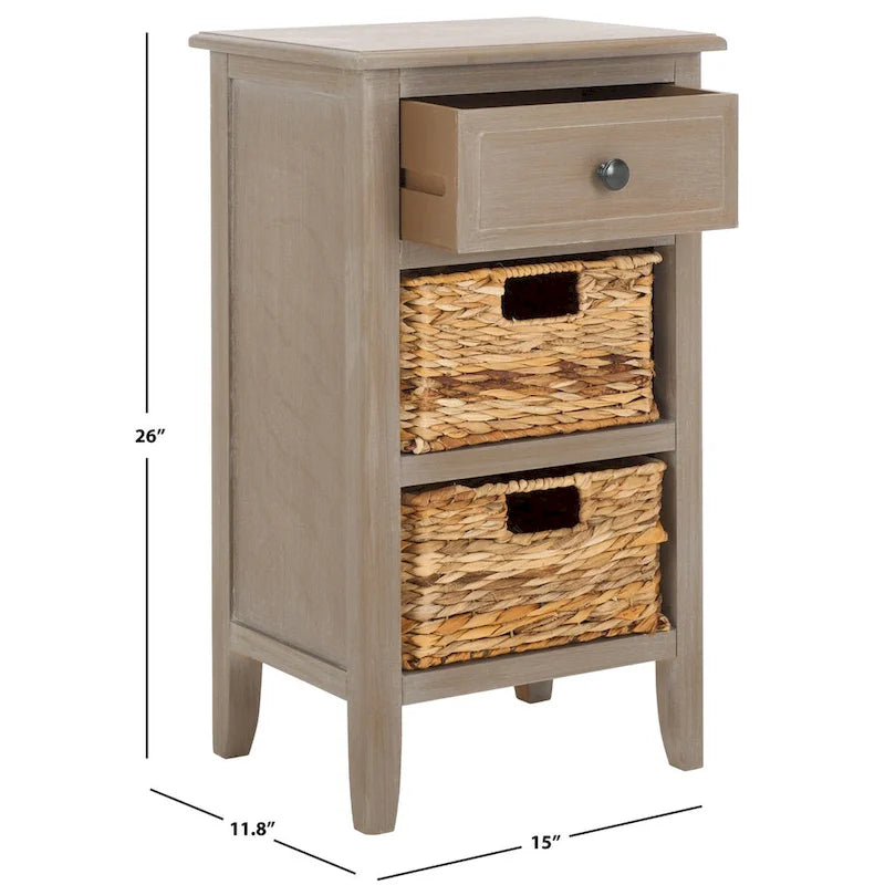 SAFAVIEH Helma Distressed Black Drawer Storage Side Table - 15  x 11.8  x 27.6  - 15Wx12Dx26H